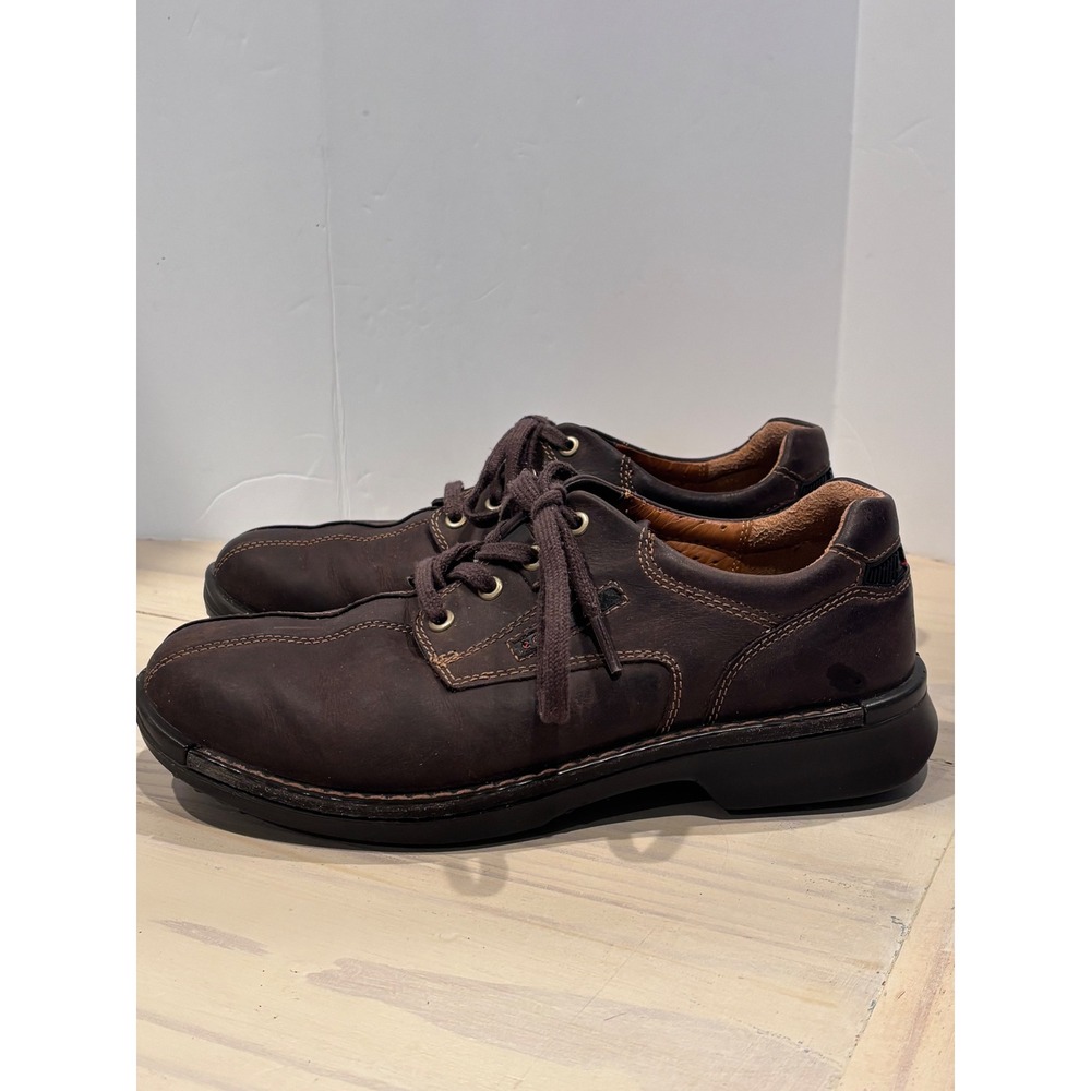 ECCO Mens Brown Leather Lace Up Oxford Derby Shoes Size 41 US 8 Portugal Preppey
